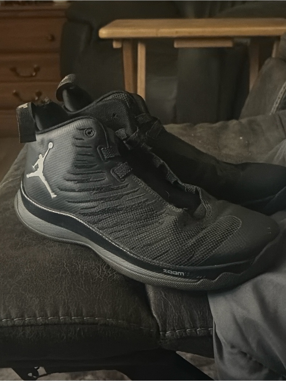 Jordan Men’s Black Athletic Basketball Sneakers with White Jumpman